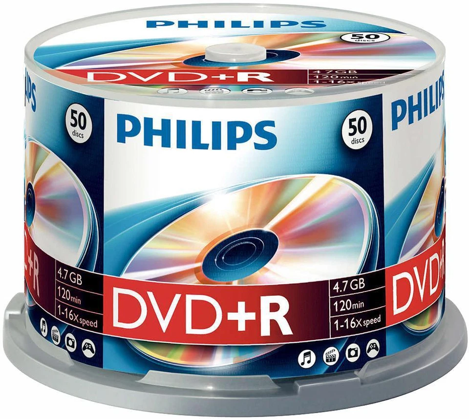 PHILIPS - Dr4s6b50f/00 - DVD+R 4.7gb (16x) Broche, 50 Paquet - Photo 1/1