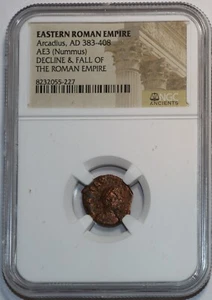 Arcadio Imperatore Romano AD 383-408 NGC Certificato Autentico con COA Articolo #2781 - Foto 1 di 2