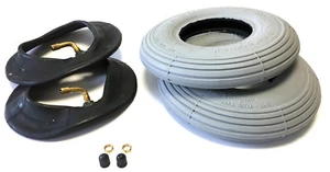 2x Set Rollstuhl Reifen 200 x 50 mit Schlauch Winkelventil 90°/30° Fahrtrichtung - Picture 1 of 2