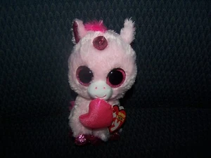 ~ New! Ty Beanie Boos DARLING Pink Unicorn 2020 Valentines Day Medium Buddy 9" - Picture 1 of 4