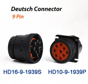 Deutsch 9 Pin Car Electrical Wire Connector Plug Kit HD16-9-1939S HD10-9-1939P - Picture 1 of 14