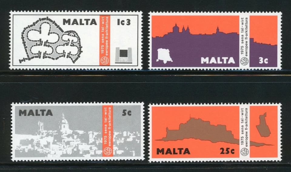 Malta Complete MNH Set #497-500 European Architectural Heritage Stamps - Image 1 of 1