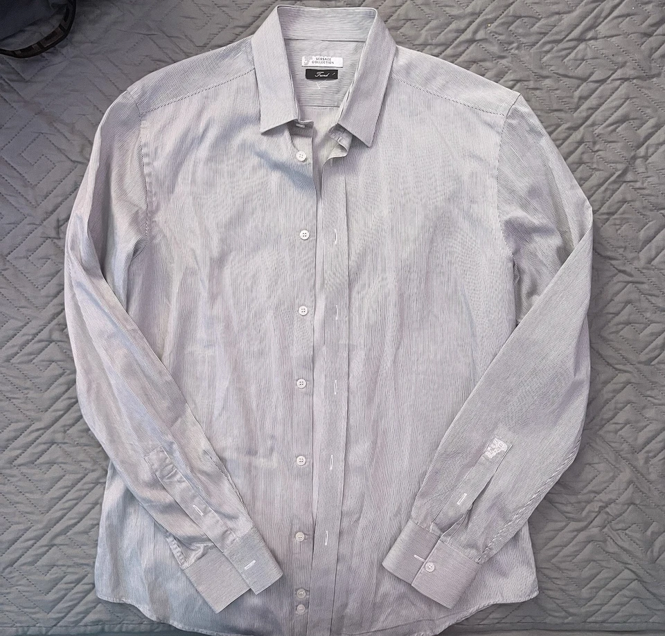Camisa de vestir de manga larga con botones delanteros blancos tendencia colección VERSACE para hombre 16-41 Foto 1 de 4