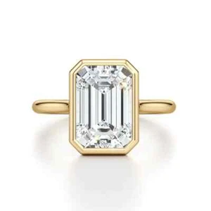 Wedding Ring Emerald Cut 14k Yellow Gold 1.20Ct IGI Certified Lab Grown Diamond - Picture 1 of 9