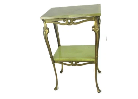 Hallway Console Side table  Hollywood regency Ornate brass Marble  Two tier WOW Cover