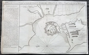 1760 Bowen Antique Map, Plan of Vijaydurg Fort & Town, Maharashtra State, India - Picture 1 of 1