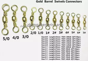 High Strength Gold Barrel Swivels Connectors for Fishing (40LB to 300LB) Select - Picture 1 of 44