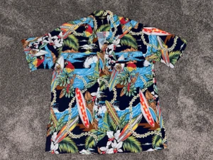 NWOT Vintage Royal Creations Hawaiian Shirt Surfing Parrots Hawaii Mens XL - Picture 1 of 7