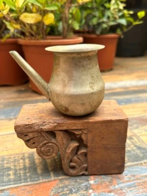 Antigua olla de agua bendita antigua del templo hindú usada hecha en plata alemana Foto 1 de 4