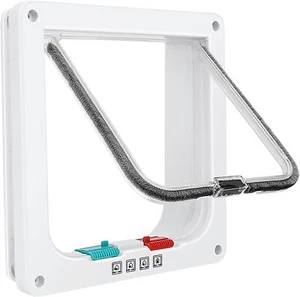 4 Way Pet Door Cat Puppy Dog Magnetic Lock Lockable Safe Flap Door Frame ABS New - Picture 1 of 7