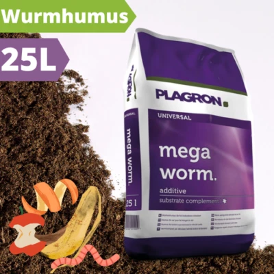 Plagron Dünger Mega Worm 25L Growbox Bodenverbesserer Wurmhumus Pflanzenschutz