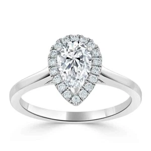 1.30 Ct Lab Created Diamond Engagement Proposal Ring 14K Solid White Gold Size 5 - Picture 1 of 7