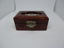 Vintage Small Oriental Lacquered Trinket Box With Diorama Inset Scene On The Lid