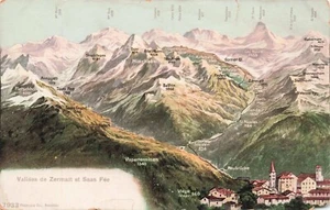 Zermatt and Saas Fairy Valleys Switzerland Vintage PC - Picture 1 of 2