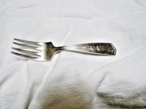 Antike internationale Sterling Silber kleiner Junge blaue Baby Gabel 4" ohne Monogramm - Bild 1 von 5