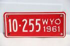 1961 Wyoming Motorcycle License Plate  plate 10-255     WYO