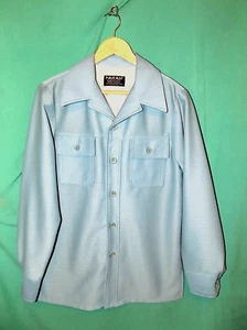 Exc! Vtg 70s FARAH LEISURE JACKET, DBL KNIT, BABY BLUE, 39"CH, 37"W, Sz S-M - Picture 1 of 7
