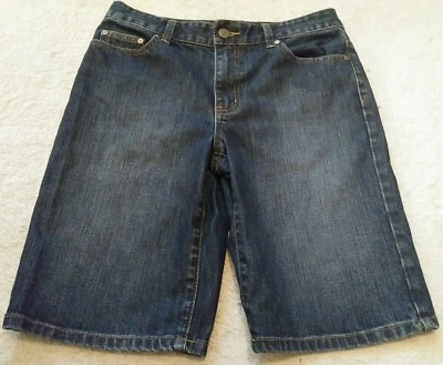 Pantalones Cortos de Jean NAUTICA para Mujer 6 Bermudas Azul Denim Informales Elastizados Envejecidos Foto 1 de 3