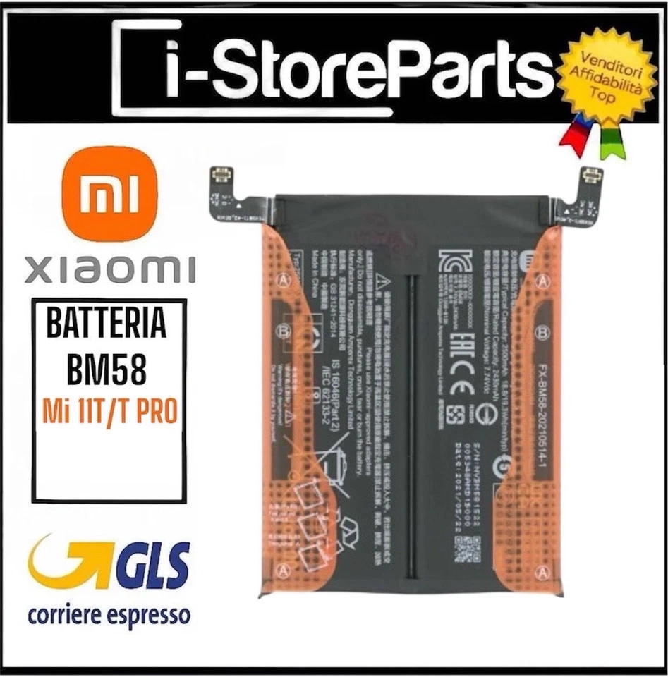 BATTERIA BM58 PER XIAOMI MI 11T PRO 2107113SG PARI ORIGINALE RICAMBIO PILA LITIO - Image 1 of 1