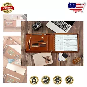 Elegant Brown 7-Ring Zippered Check Binder for 600 Business Checks & Documents - Picture 1 of 11