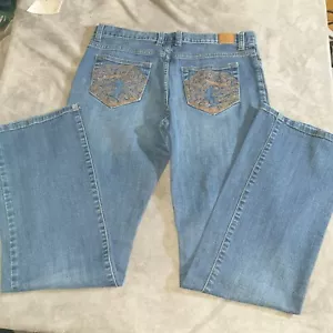 Pantalones de mezclilla para mujer House of Mickey Disney Parks azules 5 bolsillos botón cremallera talla 8 - Imagen 1 de 15