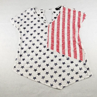 Rock & Republic Shirt Womens Large Red White Blue American Flag Stripes & Stars - Image 1 of 4