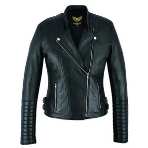 Ladies Women Leather Jacket Real Sheepskin Biker Style Short Slim Fit Jacket - Bild 1 von 12