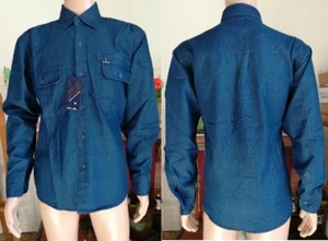 Camicia Uomo Jeans Cotone 100% Con Tasche Sul Petto Classica Comoda - Foto 1 di 2