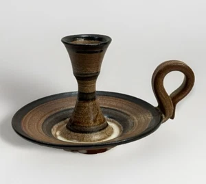 Pottery Taper Candle Holder With Handle - Picture 1 of 4
