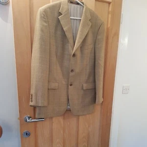 (F*) Oscar Jacobson Dustin Blazer Beige/Gold Check Size 44" Extremely Smart - Picture 1 of 13