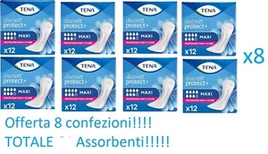 TENA DISCREET MAXI 12 ASSORBENTI SUPER OFFERTA 8 CONFEZIONI (8X12) TOT 96 PEZZI - Foto 1 di 3