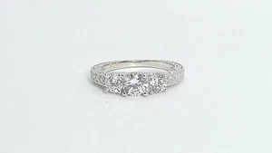 Hallmarked Ladies Sterling 925 Solid Silver 3 Stone White Sapphire Eternity Ring - Picture 1 of 9