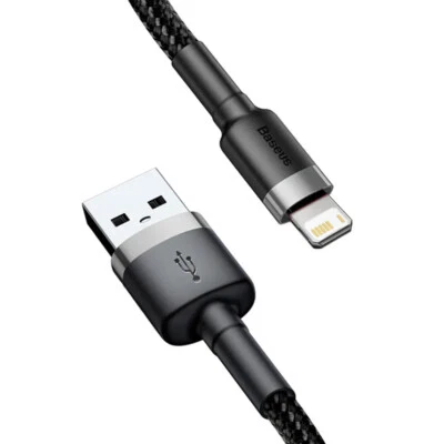Baseus Cafule for iPhone Fast Charger Cable Braided 2.4A Charging 0.5m 1m 2m 3m - Image 1 of 4