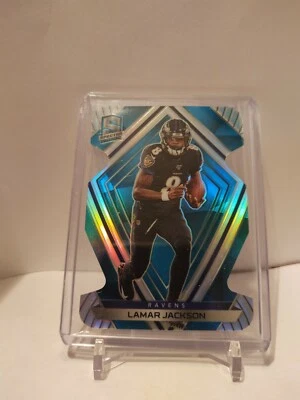 2020 Panini Spectra Lamar Jackson Blue Neon Die-Cut Hyper Parallel #22/50 Ravens - Image 1 of 3