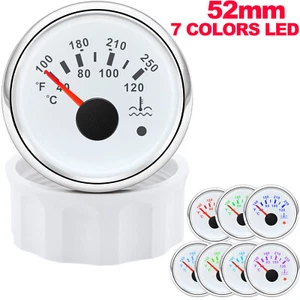 52mm White Water Temperature Gauge 40-120℃/100-250℉ 7 Colors LED for Boat Car  - Picture 1 of 17