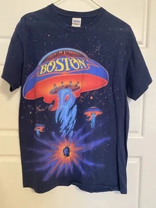 Gildan Boston World Tour 2014 T-Shirt Men's Double Sided Short Sleeve Blue Sz M - Picture 1 of 7