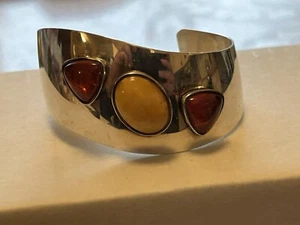 Brazalete plata esterlina ámbar firmado DTR Jay King - Imagen 1 de 5