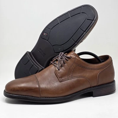 Johnston & Murphy Mens Size 11M Branning Cap Toe Tan Sheepskin Brown Oxford Shoe - Image 1 of 4