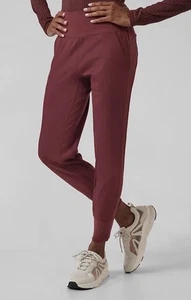 Pantalone jogger nuovo con etichette ATHLETA Venezia righe velluto bordeaux XXS - Foto 1 di 10