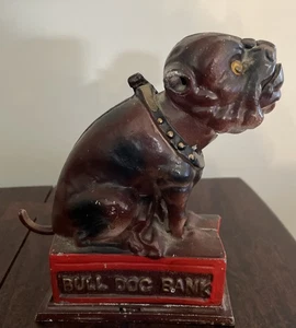 Vintage Reproduction Bull Dog Cast Iron Mechanical Bank NEEDS REPAiR - Picture 1 of 5