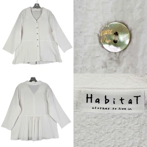 Habitat Button Up Shirt Oberteil Damen Gr. XL weiß Art To Wear Langarm - Bild 1 von 11