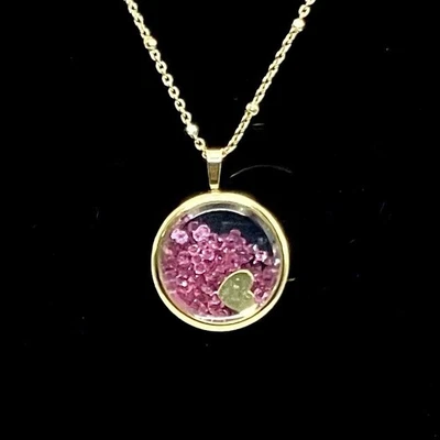 Kate Spade "Heart of Gold" Gold Plated Necklace Gold Heart in Pink Grains 16-18" - Image 1 of 4