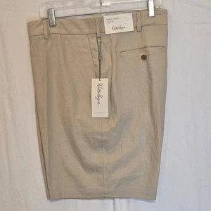 Walter Hagen Clubhaus Leinenshorts Herren 42 khaki vorne flach 9 Zoll Schrittlänge neu mit Etikett - Bild 1 von 11