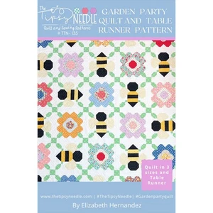 GARDEN PARTY ~ BEE ~ Quilt & Table Runner Pattern ~ Makes 4 Sizes ~ Tipsy Needle - Picture 1 of 2