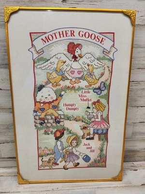 MOTHER GOOSE CROSS STITCH Framed Art 18x12  - Image 1 of 4