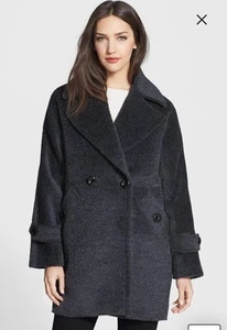 NWOT Trina Turk Sold Out 'Nancy' Navy Wool Suri Alpaca Pea Coat Sz 8 MSRP $398 - Picture 1 of 11