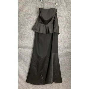 Vera Wang Abendkleid weiß trägerlos schwarz Schößchen bodenlang Kleid 16 - Bild 1 von 6