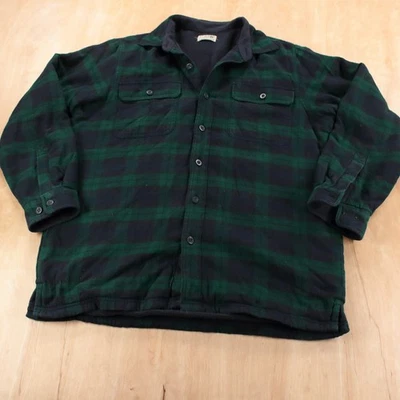 LL BEAN Vellón Forrado Negro Reloj Tartán Franela Cuadros Camisa Chaqueta Se Ajusta MEDIANO Foto 1 de 4