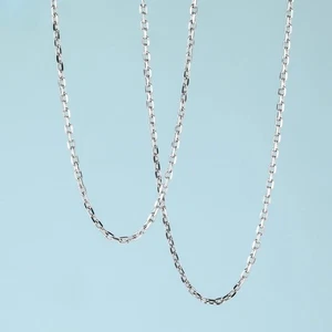 Pure Platinum 950 Chain Women Lucky 2mm Cuban Curb Link Necklace 17-19.7inch - Picture 1 of 5