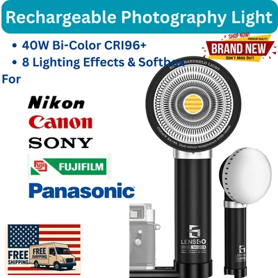 Luz de video bicolor recargable 40SHB 40W con softbox y 8 efectos LENSGO Foto 1 de 4
